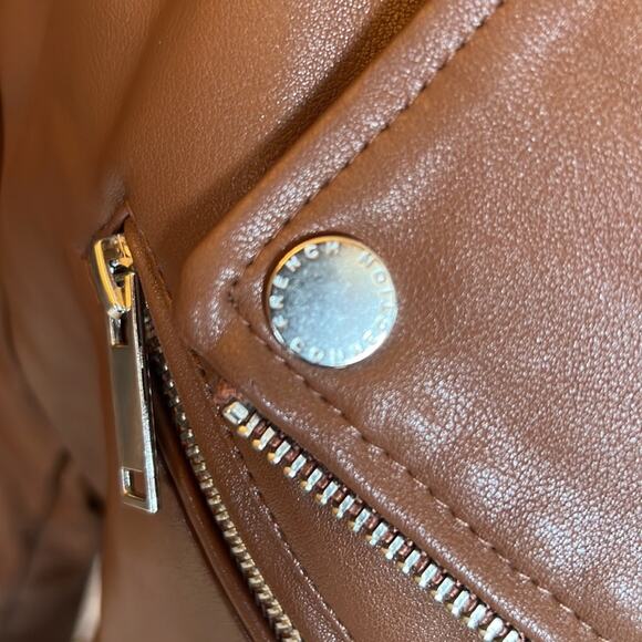 French Connection Faux Leather Moto Jacket Size L - New - Picture 8 of 12